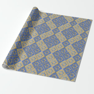 Gouden Blauwe Ster van David Kunstpanelen Cadeaupapier
