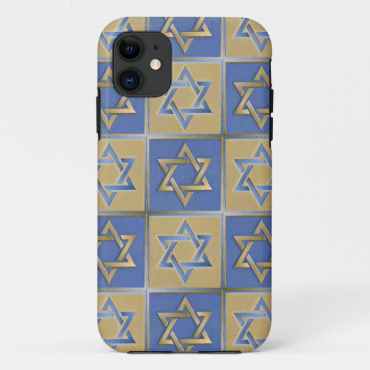 Gouden Blauwe Ster van David Kunstpanelen Case-Mate iPhone Case (Achterkant)