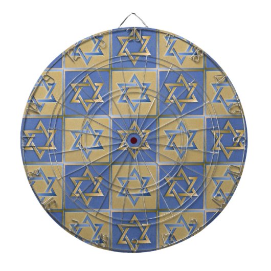 Gouden Blauwe Ster van David Kunstpanelen Dartbord (Voorkant)