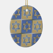 Gouden Blauwe Ster van David Kunstpanelen Keramisch Ornament (Rechts)