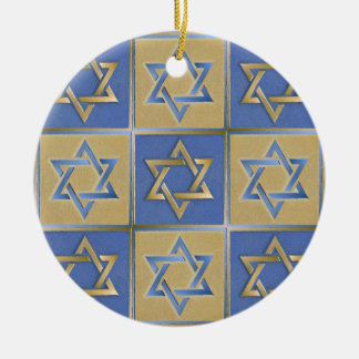Gouden Blauwe Ster van David Kunstpanelen Keramisch Ornament