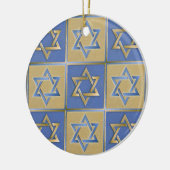 Gouden Blauwe Ster van David Kunstpanelen Keramisch Ornament (Links)