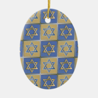 Gouden Blauwe Ster van David Kunstpanelen Keramisch Ornament