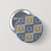 Gouden Blauwe Ster van David Kunstpanelen Ronde Button 5,7 Cm (Voorkant /achterkant)