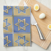 Gouden Blauwe Ster van David Kunstpanelen Theedoek (Quarter Fold)