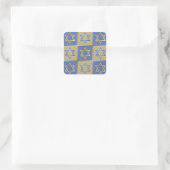 Gouden Blauwe Ster van David Kunstpanelen Vierkante Sticker (Tas)
