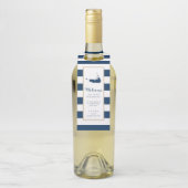 Gouden Blauwe Strepen Nantucket Wedding Favoriet H Flessenhanger (Op fles)