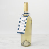 Gouden Blauwe Strepen Nantucket Wedding Favoriet H Flessenhanger (Schuin)