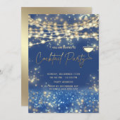 Gouden blauwe string lichten corporate Cocktail pa Kaart (Voorkant / Achterkant)