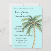 Gouden Blauwe Tropische Palm Tree Wedding Kaart (Voorkant)