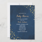 Gouden & Blauwe Twinkle Sterren Celestial Baby sho Kaart (Voorkant)