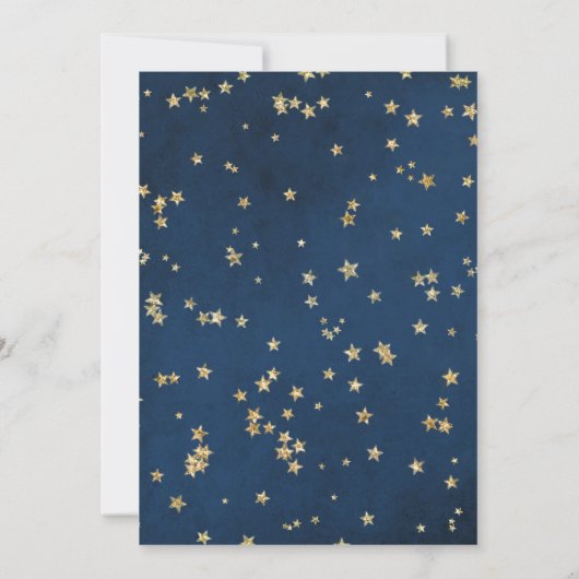 Gouden & Blauwe Twinkle Sterren Celestial Baby sho Kaart (Achterkant)