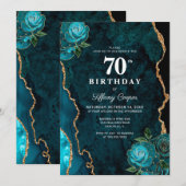 Gouden Blauwgroen agaat 70e verjaardag Kaart (Voorkant / Achterkant)