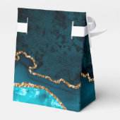 Gouden Blauwgroen Agaat Wedding Favoriete Boxen Bedankdoosjes (Achterkant)