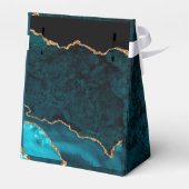 Gouden Blauwgroen Aqua Agate Wedding Bedankdoosjes (Achterkant)