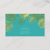 Gouden & Blauwgroen Bloemenmandala's Visitekaartje (Achterkant)