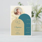 Gouden blauwgroen doop doop RSVP (Staand voorkant)