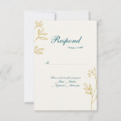 Gouden blauwgroen doop doop RSVP (Achterkant)