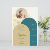 Gouden blauwgroen doop doopmenu (Staand voorkant)