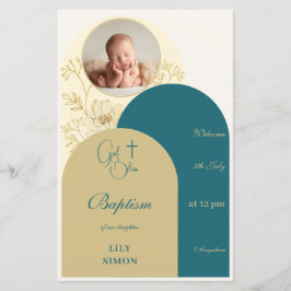 Gouden blauwgroen doop doopmenu