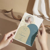 Gouden blauwgroen doop kaart