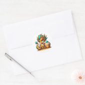 Gouden Blauwgroen Dragon Boy's Birthday Ronde Sticker (Envelop)
