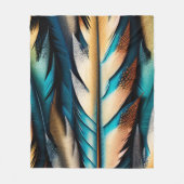 Gouden & Blauwgroen Feather Art Fleece Deken (Voorkant)