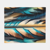 Gouden & Blauwgroen Feather Art Fleece Deken (Voorkant (Horizontaal))