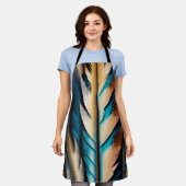 Gouden & Blauwgroen Feather Art Schort (Gedragen)