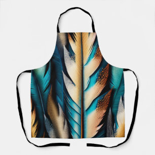 Gouden & Blauwgroen Feather Art Schort
