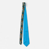 Gouden & Blauwgroen Feather Art Stropdas (Achterkant)