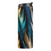 Gouden & Blauwgroen Feather Art Thermosbeker (Gedraaid links)