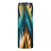 Gouden & Blauwgroen Feather Art Thermosbeker (Achterkant)