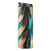 Gouden & Blauwgroen Feather Art Thermosbeker (Geroteerd rechts)
