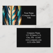 Gouden & Blauwgroen Feather Art Visitekaartje (Voorkant / Achterkant)