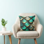 Gouden Blauwgroen weelde: Mermaid Tail Pattern Kussen (Stoel)