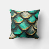Gouden Blauwgroen weelde: Mermaid Tail Pattern Kussen (Achterkant)