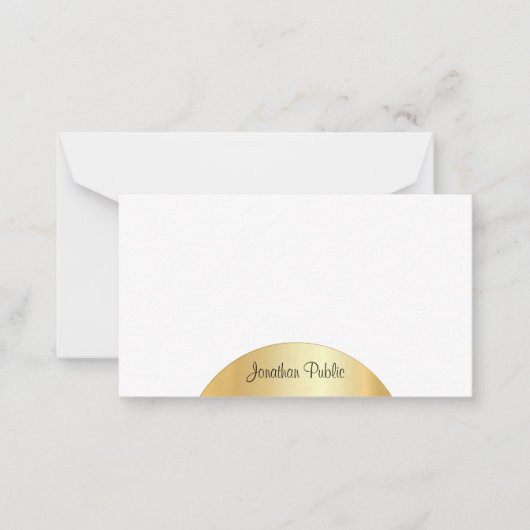 Gouden blik Handgeschreven Monogram Elegante Sjabl Notitiekaartje (Voorkant)