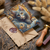 Gouden blik: katachtig portret in gele ogen briefkaart