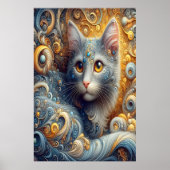 Gouden blik: katachtig portret in gele ogen poster (Voorkant)