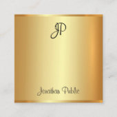 Gouden blik Moderne Handgeschreven Monogrammed Scr Vierkante Visitekaartje (Voorkant)