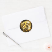 Gouden Bliksem Wolf Ronde Sticker (Envelop)