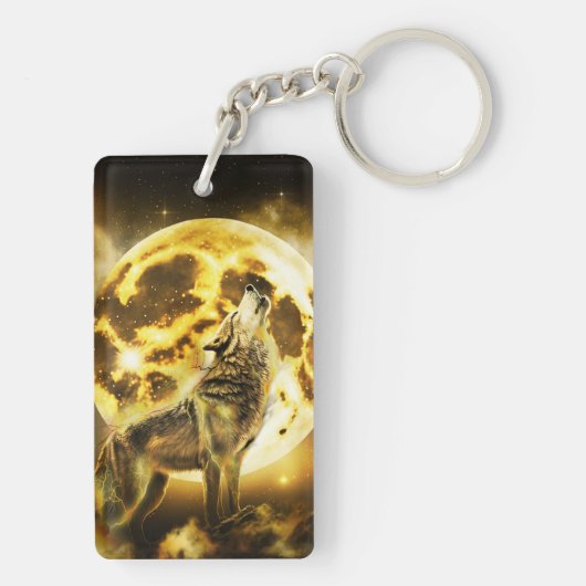 Gouden Bliksem Wolf Sleutelhanger (achterkant)