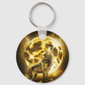 Gouden Bliksem Wolf Sleutelhanger (Voorkant)