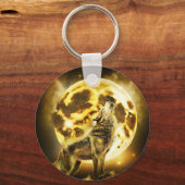 Gouden Bliksem Wolf Sleutelhanger (Voorkant)