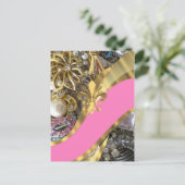 Gouden bling fleur de lys briefkaart (Staand voorkant)