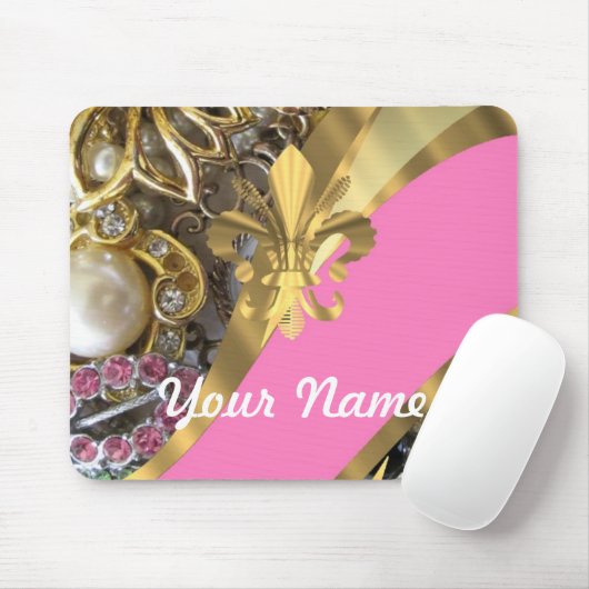 Gouden bling fleur de lys muismat (Met muis)