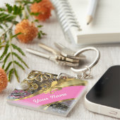 Gouden bling fleur de lys sleutelhanger (Voorkant Rechts)
