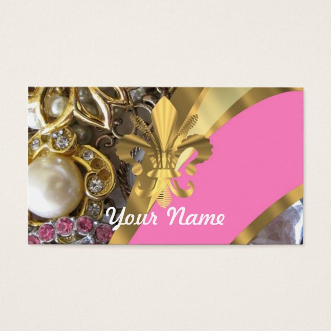 Gouden bling fleur de lys visitekaartje (Voorkant)