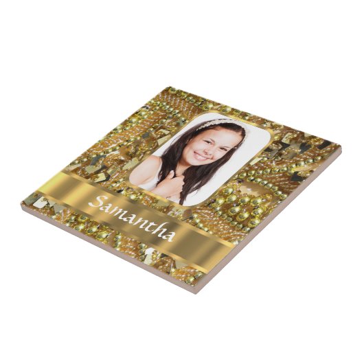 Gouden bling foto achtergrond tegeltje (Zijkant)